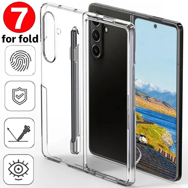 

Transparent Cover for Samsung Galaxy Z Fold 7 Fold7 ZFold7 5G Clear Phone Case Anti-Fall Front and Back Bumper Shockproof Shell