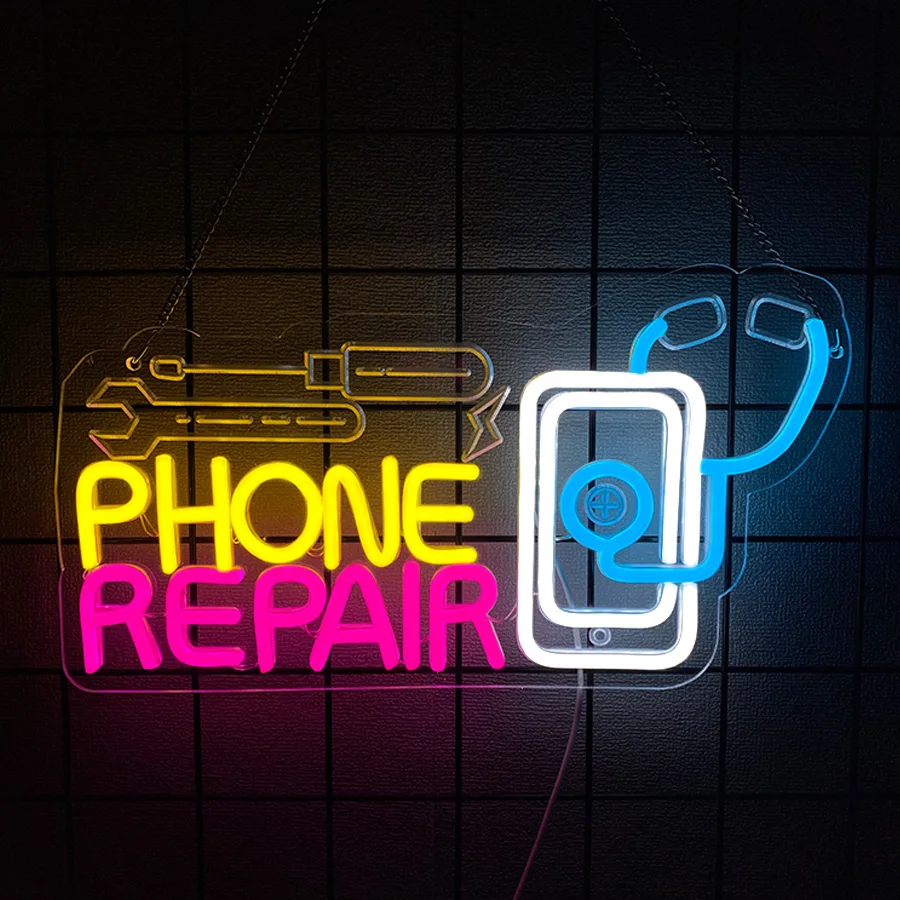 Phone Repair Neon Sign For Wall Decor, Led Neon Light Up Signs For Phone Store Decor,Man Cave,Electronic Repair Shop,USB Powered