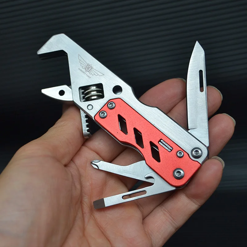 

Mini Wrench Adjustbale Hand Spanner With Stainless steel Knife Screwdriver Bottle opener for Household Outdoor Camping Tools