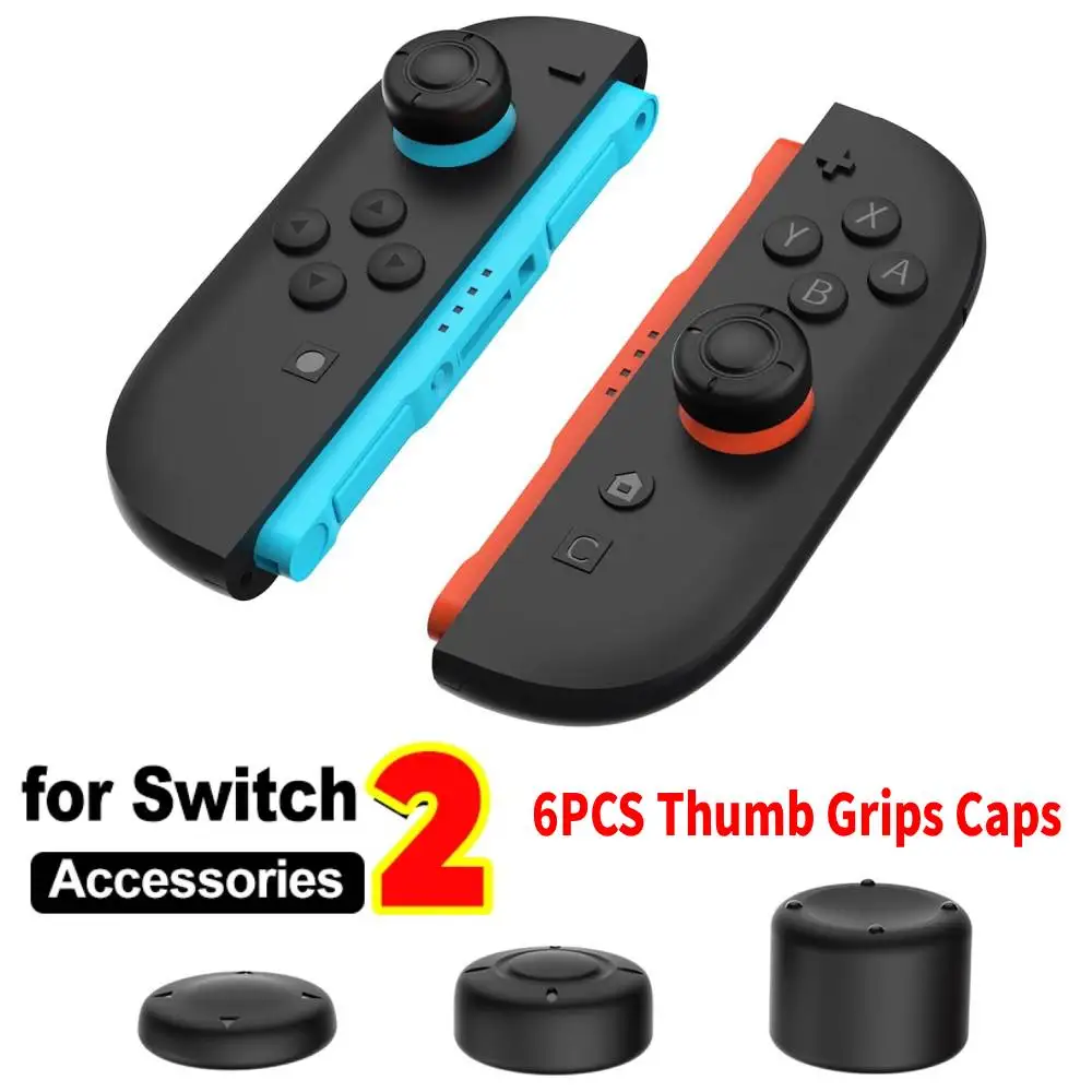 6er-Set Daumengriffkappen für Switch 2 Controller – Silikonabdeckungen für Analogsticks mit unterschiedlichen Höhen – Gaming-Zubehör für Switch 2