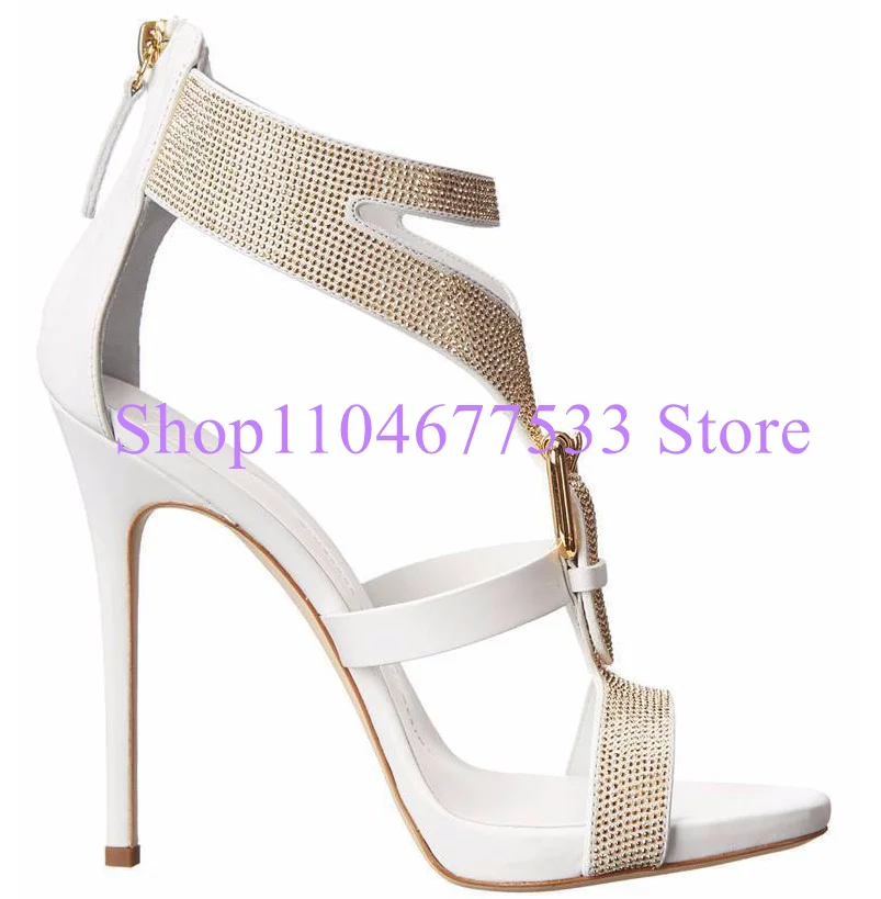 Модный дизайн, женские сандалии с кристаллами, новые женские сандалии-гладиаторы на тонком каблуке, женские туфли-лодочки на высоком каблуке большого размера