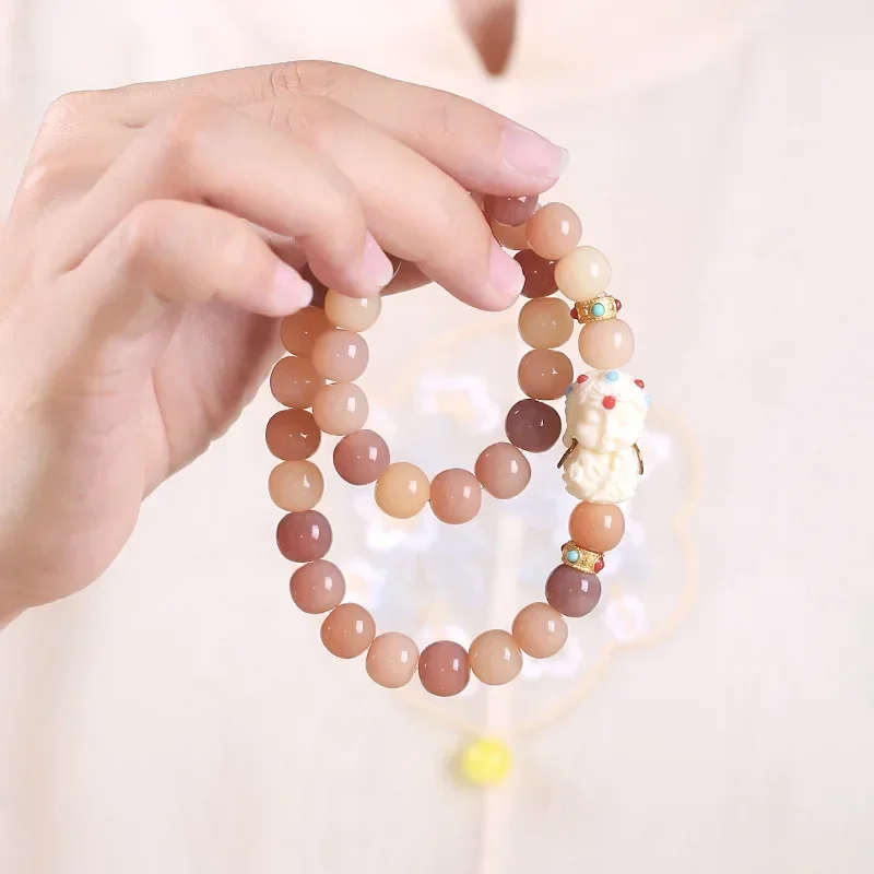 Original Design Natural Pink Bodhi Bracelet Double Circle Ivory Fruit Women Exquisite Jewelry Anti Fatigue Buddha Bead Talisman