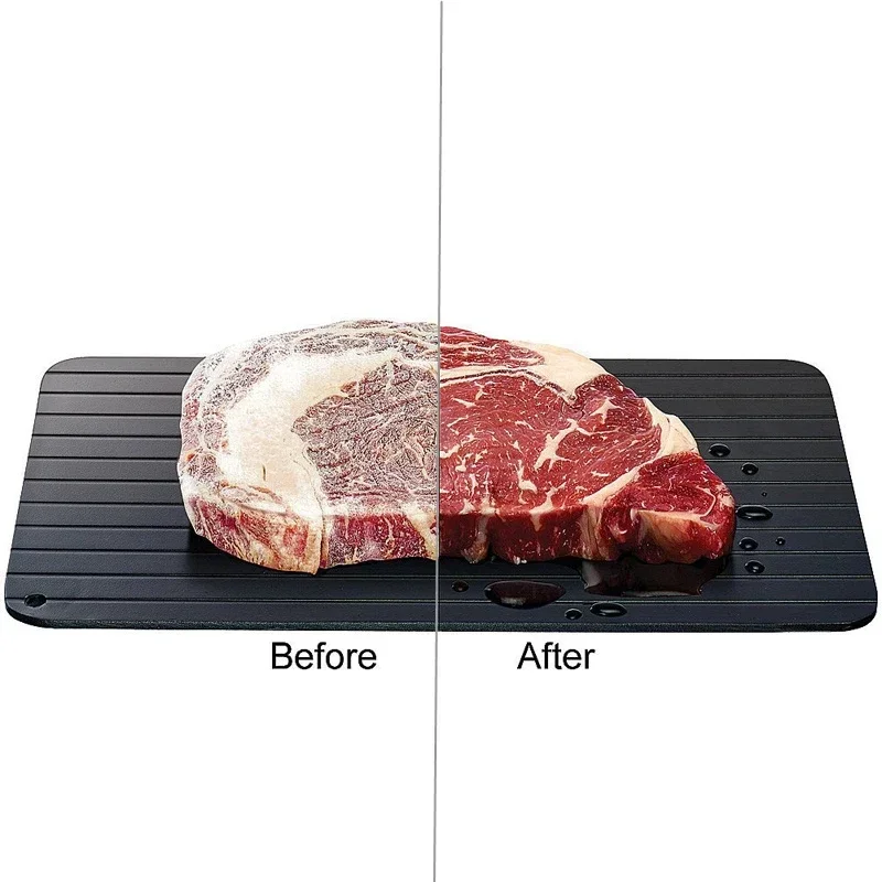 

1pc Home Kitchen Fast Defrosting Plate Aluminium Alloy Steak Seafood Thaw Tray Ice Melter Defrosting Cutting Board Kitchen Tools