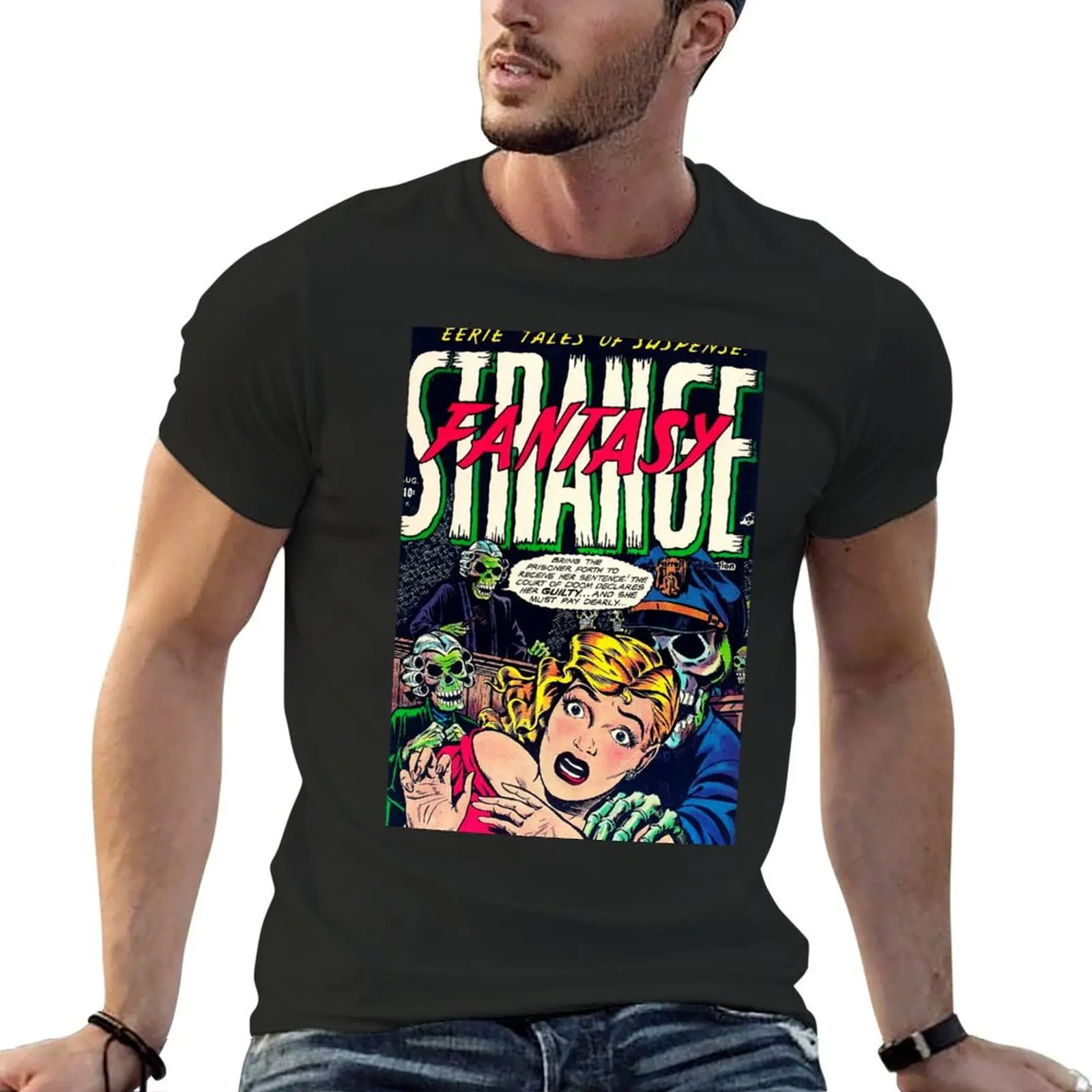 

Strange Fantasy - August - Vintage Retro Science Fiction Comic Book Cover T-Shirt summer clothes blacks oversized t shirt men