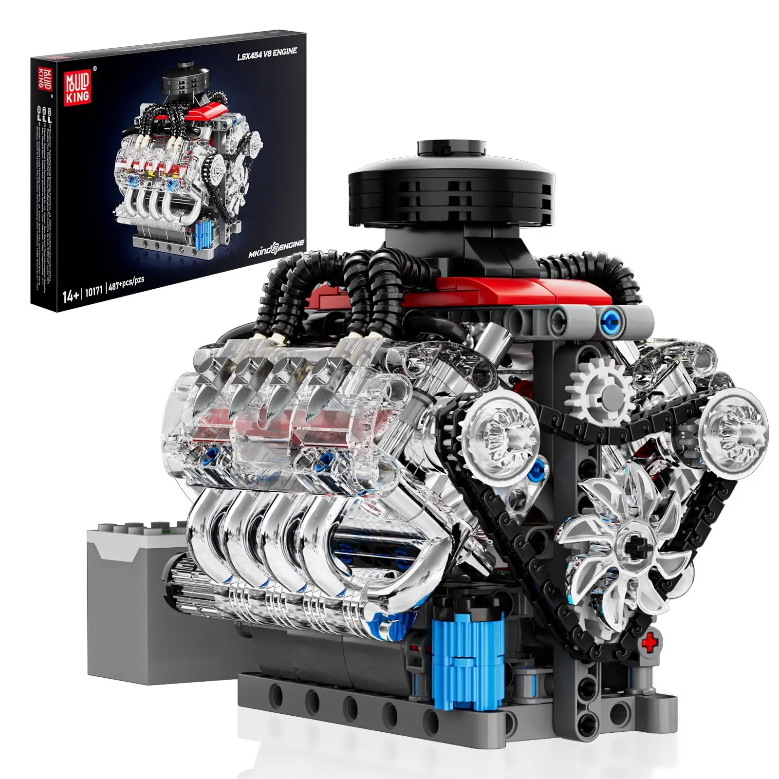 

Mould King 10171 487Pcs Mini V8 Engine Kits Car Motor Building Blocks STEM DIY Toys Models for Kids and Teens Gifts for Adults