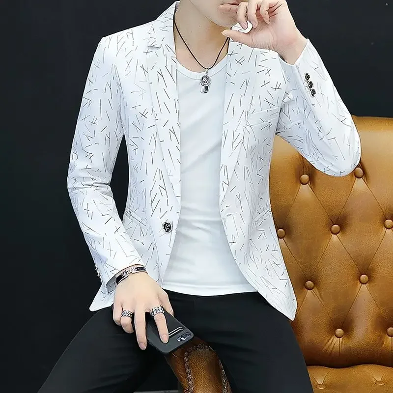 Business Jacket For Men Dress Jackets Coats Single Breasted Man Suits And Blazers White Fashion 2024 Vintage Premium New