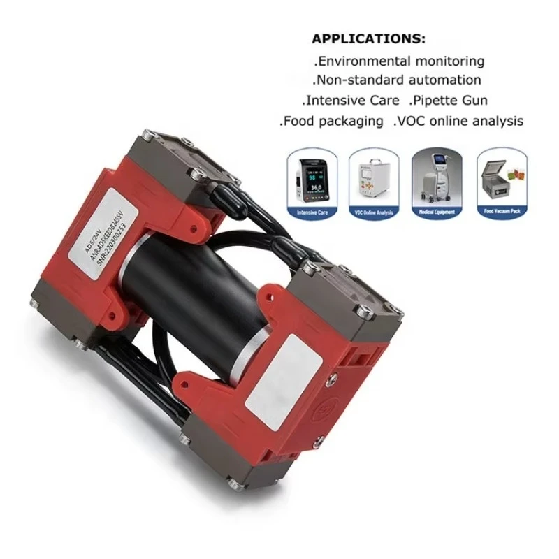 

5LPM Высокое отрицательное давление 98KPa ШИМ Регулируемый поток Микро Бесщеточный вакуумный воздушный насос 24 В Мембранный четырехголовый микровакуумный насос