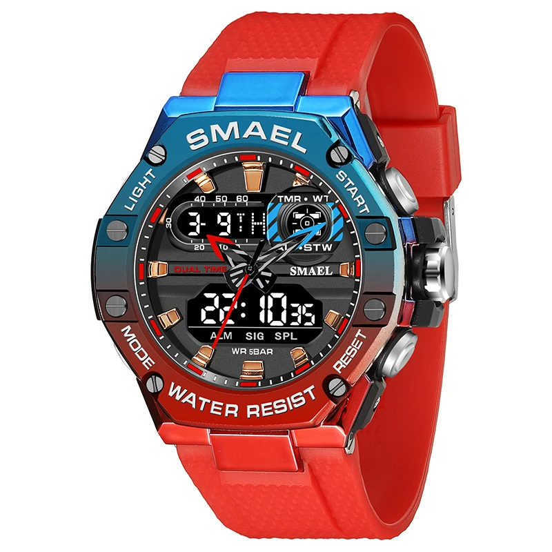 SMAEL Sport Watch for Man Dual Time Watch for Men Led Light Watch Alarm 8066 Fashion Sport Watches Military S Shiock Wristwatch