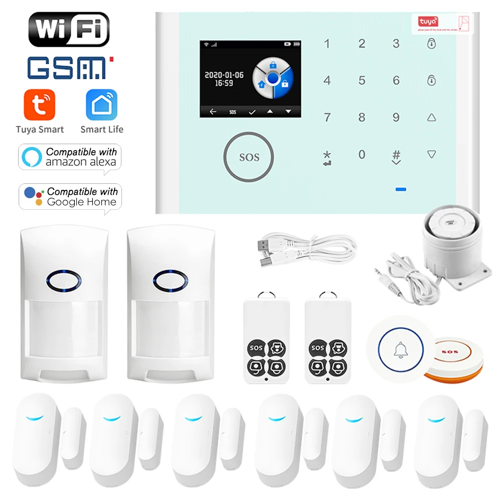 3 IN 1 Network Intelligent Home Alarm System Tuya APP Remote Control 433MHz Home Secure Door Bell Smart Alertor Voice Control