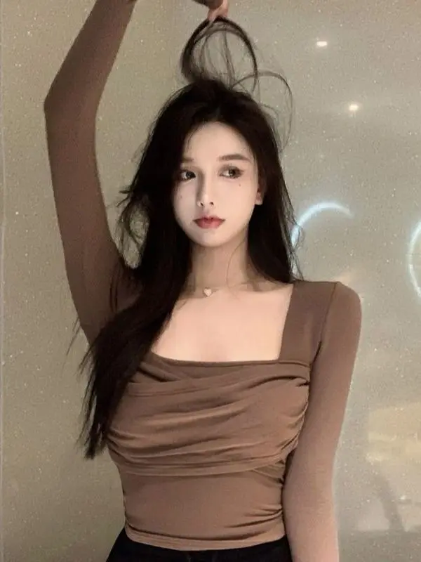 Slim Fit ort Sve Women's T-irt plus Size Casual Sle Long Sve Base irt Inner Wear Cotton Silk Fabric Autumn Winter