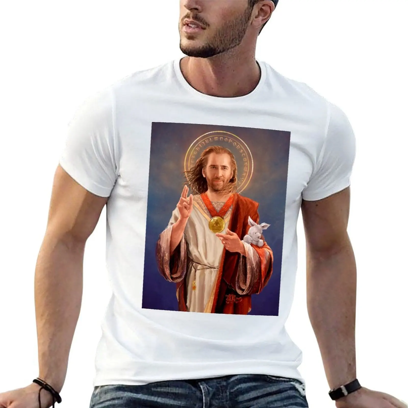 Nicolas Cage Saint Nicolas of Cage - Nic Cage Original Religious Painting T-Shirt