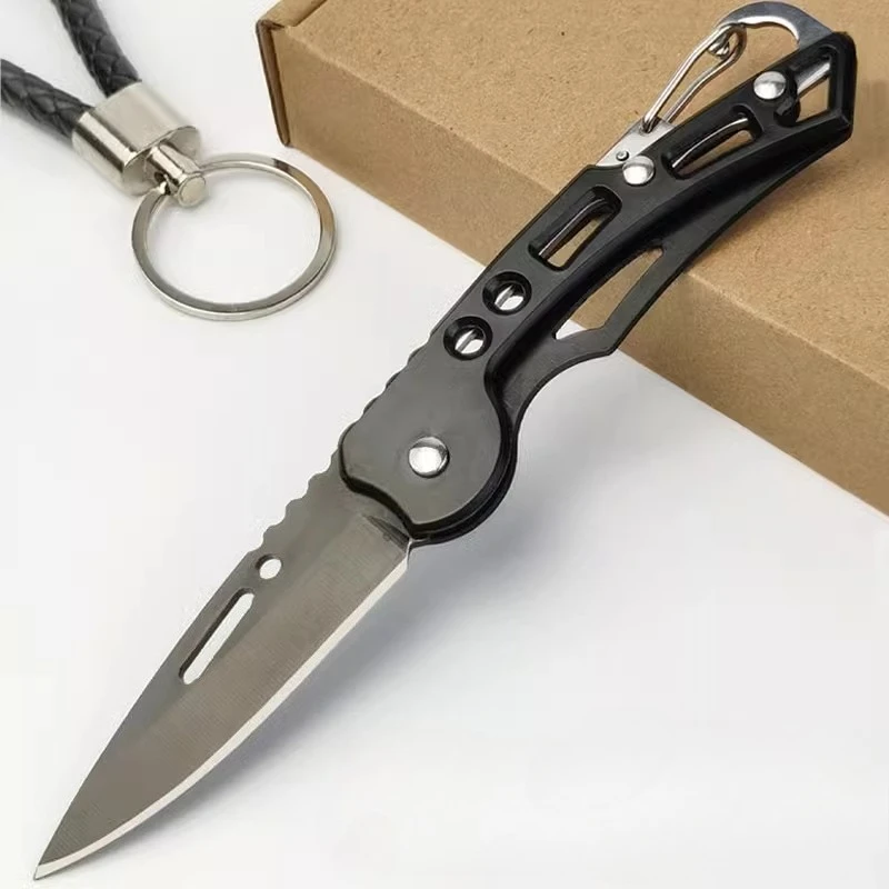 Portable Pocket Folding Knife All Steel Material with Lanyard Keychain Accessory Outdoor Travel Camping Tool Holiday Gift image 6