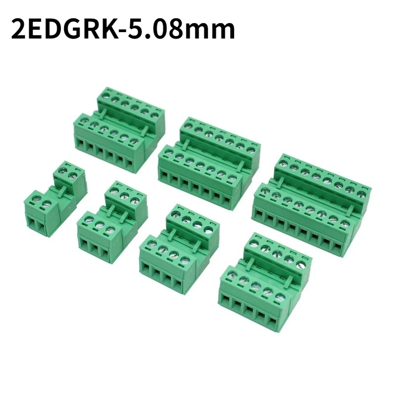 1Sets Solderless Docking Type 2EDG 5.08mm Pitch Screw Terminal Block PCB Plug-in Type Green Connector