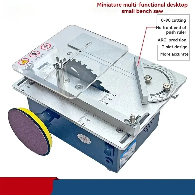 120W Mini Bench Saw Adjustable Multifunctional Table Saw for Woodworking DIY Cutting Machine Household Bench Lathe Cutter Tool