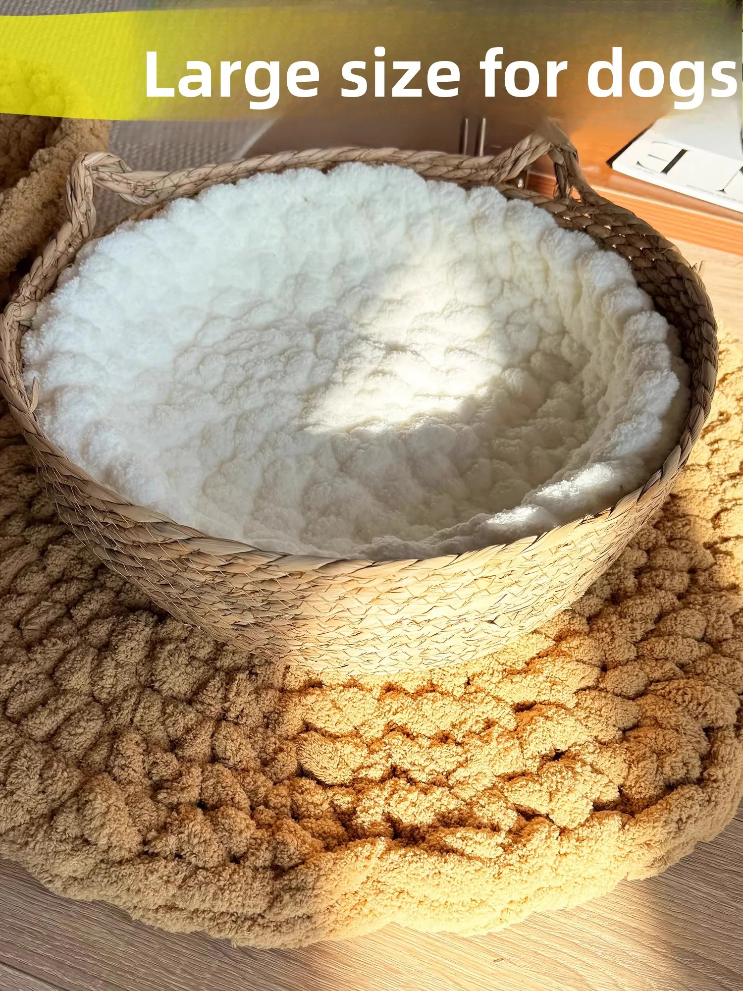 

Soft round Plu Pet Bed Winter Warm Dog Mat Basket Cuddly Small Dog Pad Cozy Pet S Mat Non-Slip Bot Design