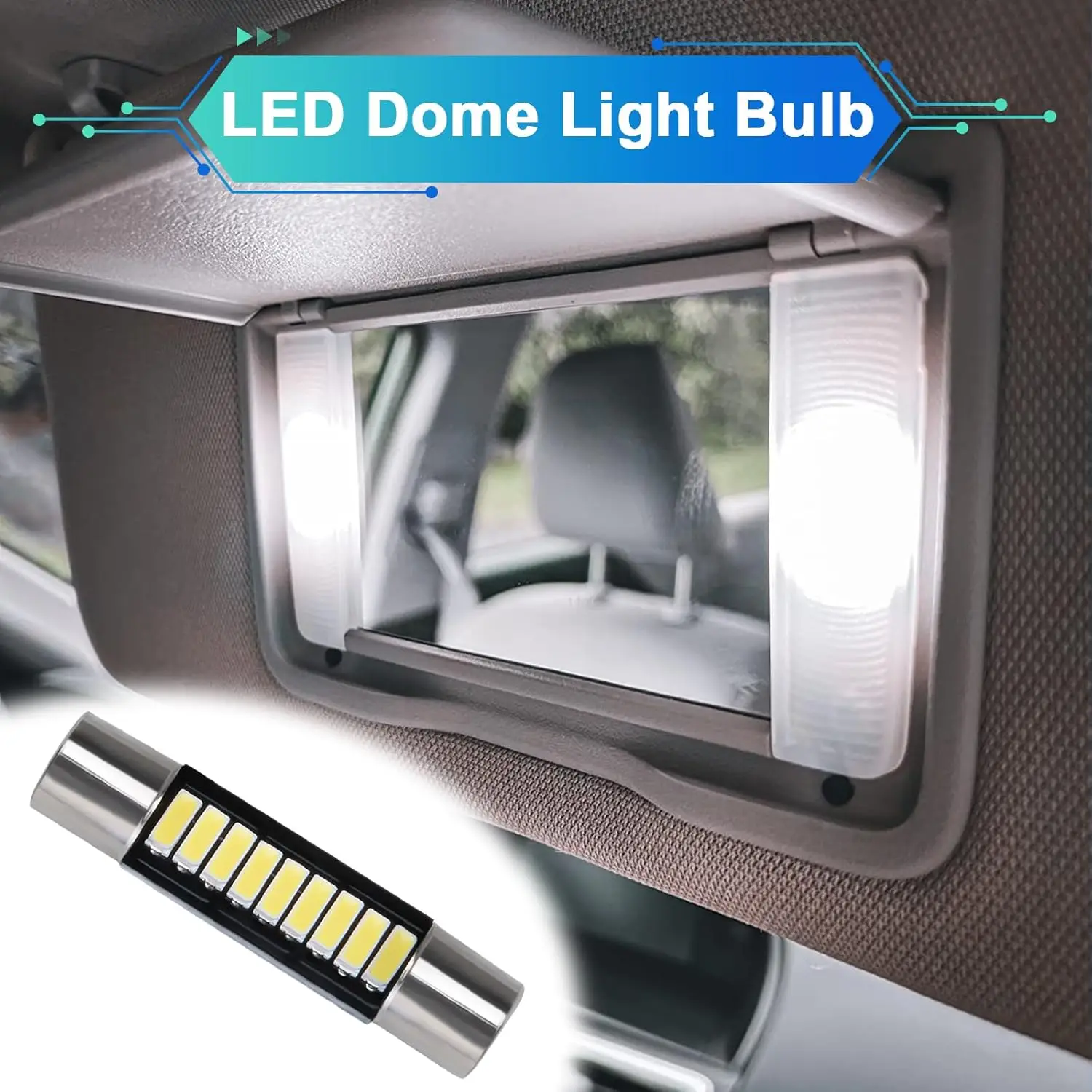 6 PCS 29.5 mm LED Car Bulb Bright White 9-SMD Festoon Light Bulb 6614F 6641 6612F 12V for Vanity Mirror Sun Visor Dome Light