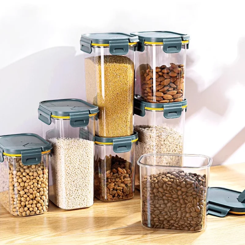 Anmai Multiple capacities Food Storage box Glass Organizer boxes With Measuring Cup Kitchen Moisture/Insect-proof Food Container