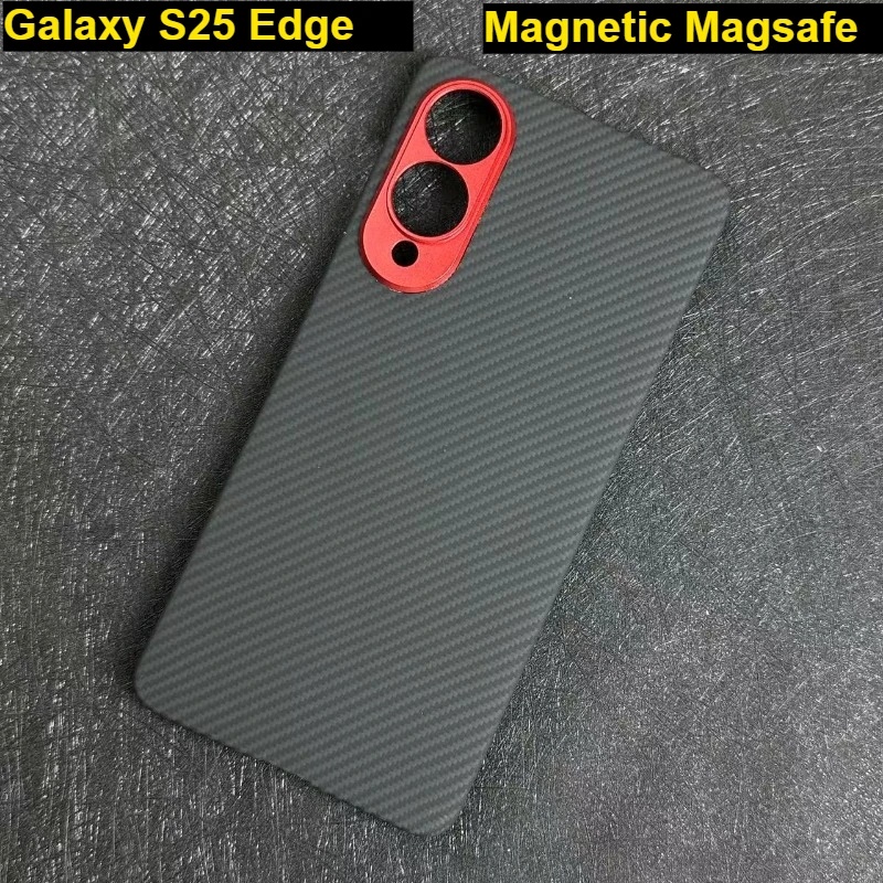 

Magnetic MagSafe Case for Samsung Galaxy S25 Edge Carbon Fiber Aramid Fiber Case for S25 Edge Ultra-Thin Lightweight Silm Cover