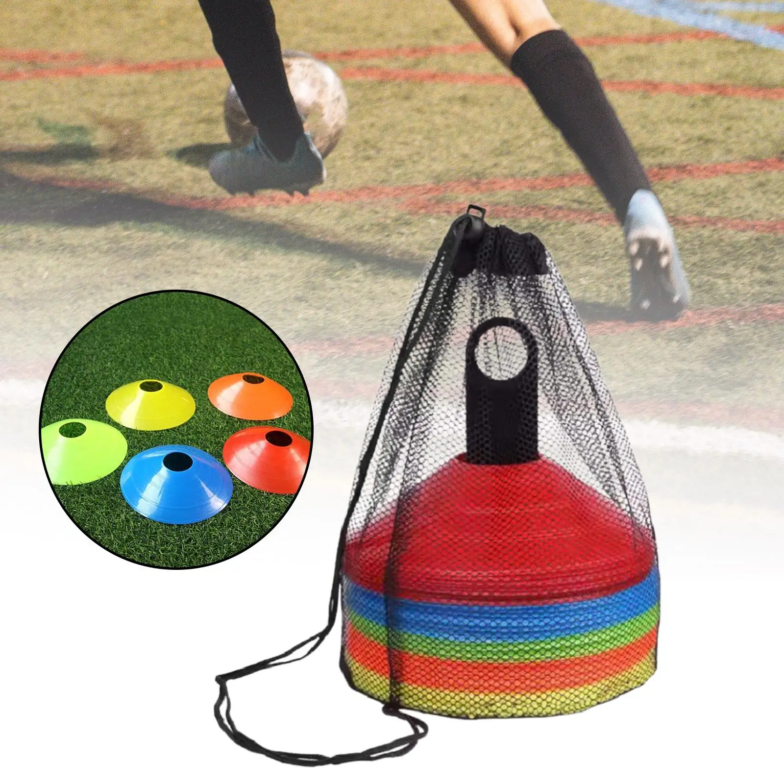 30 peças cones de futebol prático portátil pontos marcadores para futebol crianças jogos treinamento fitness físico auxiliares ensino patinação