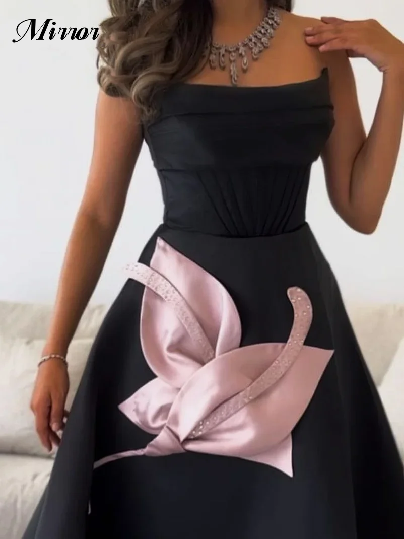 Robe élégante vintage à volants perlés sans bretelles, robe de Rhde soirée, occasion formelle personnalisée, noir, rose, quelle que soit