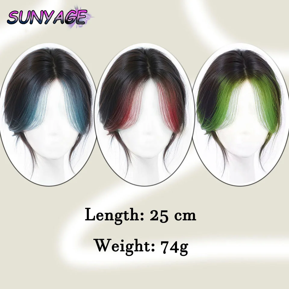 SUNYAGE Synthetic Eight-character Bangs Wig For Women On Top Of Head To Cover White Hair And In Full Bangs