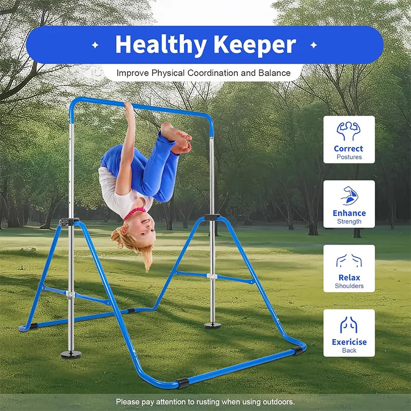 

Horizontal Bars Durable Indoor Gym Adjustable Height Kids Gymnastics Bar Blue Pink Horizontal Bar for Children Gym Fitness