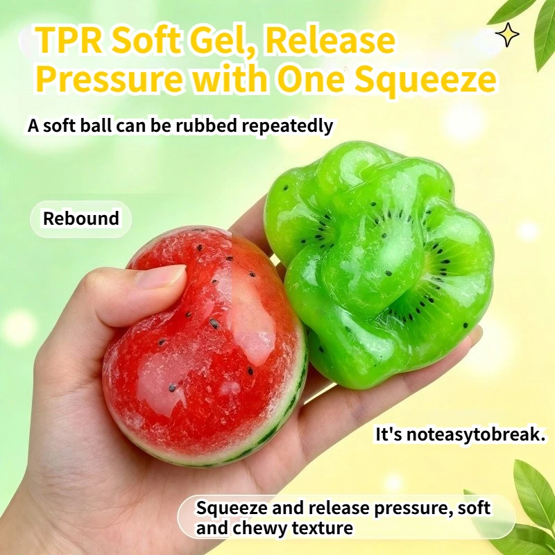 B Soft Watermelon Kiwi Passion Fruit Slush Squeeze Ball  Squishy Toy Squeeze Ball Make Crunchy Sound Relaxing Fidget Stress Toy