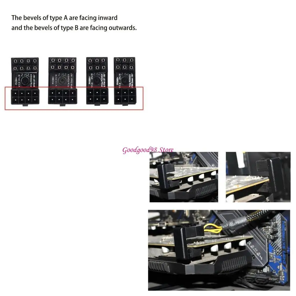 

ATX 8/ 6Pin Female to 8/6Pin Male 180 Degree Angled Adapter Convert for Desktop W8EC