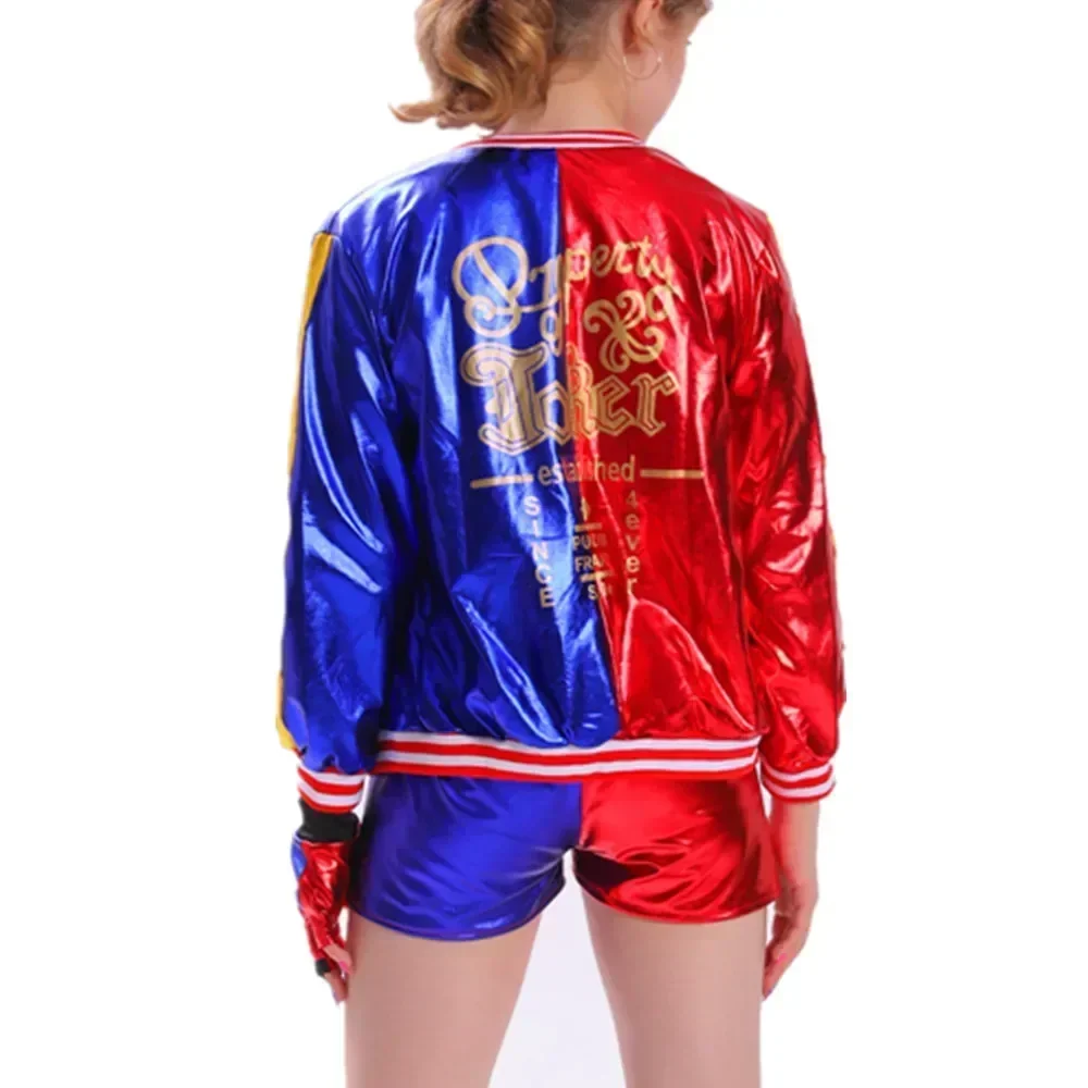 أزياء هارلي كوين التنكرية للأطفال ، تي شيرت فرقة الانتحار ، جاكيت جوكر ، زي الهالوين للفتيات