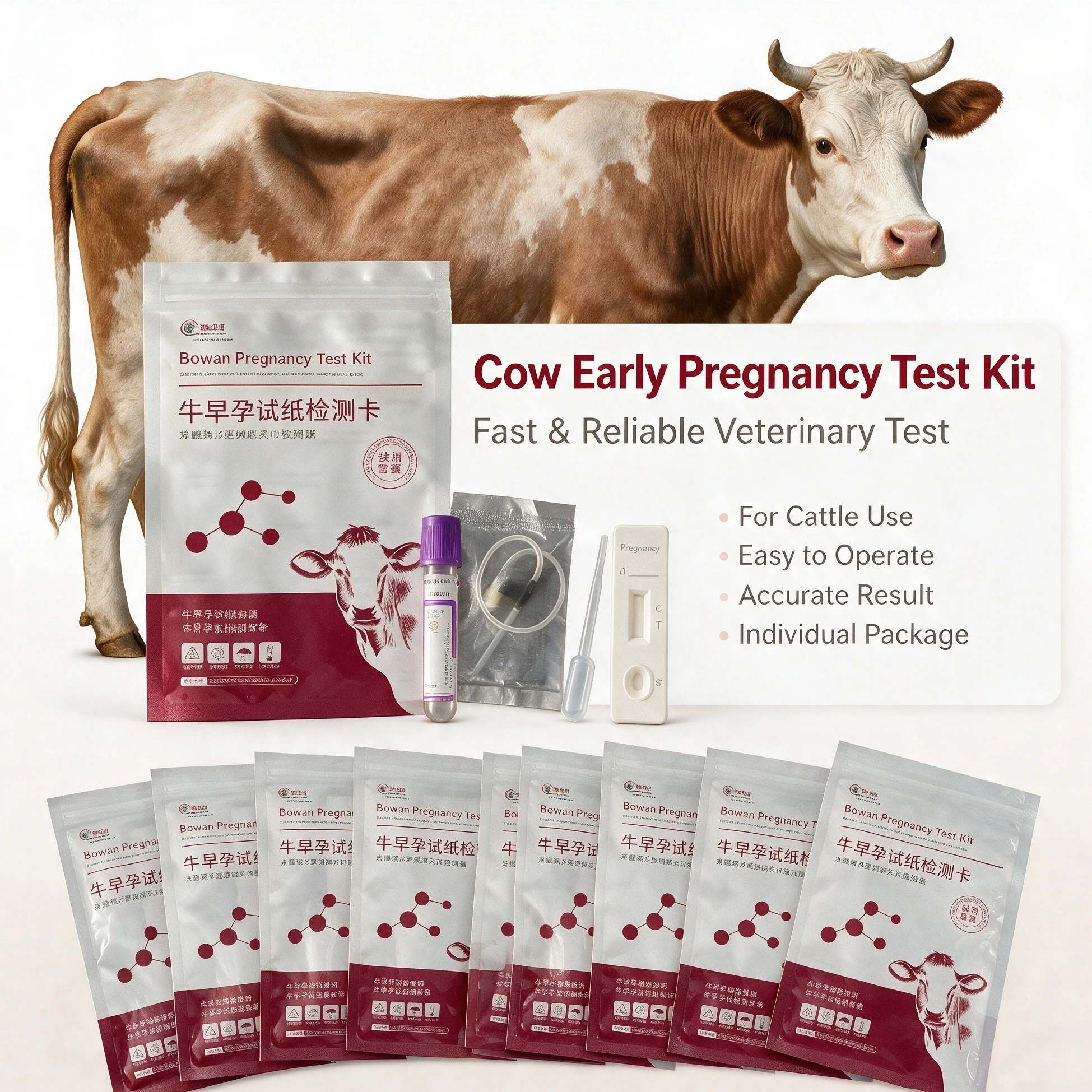 Cow Pregnancy Test Strip Cattle Early Pregnancy Test Card for Dairy Veterinary Detection Kit for Whole Blood & Serum 1PCS-25Pc