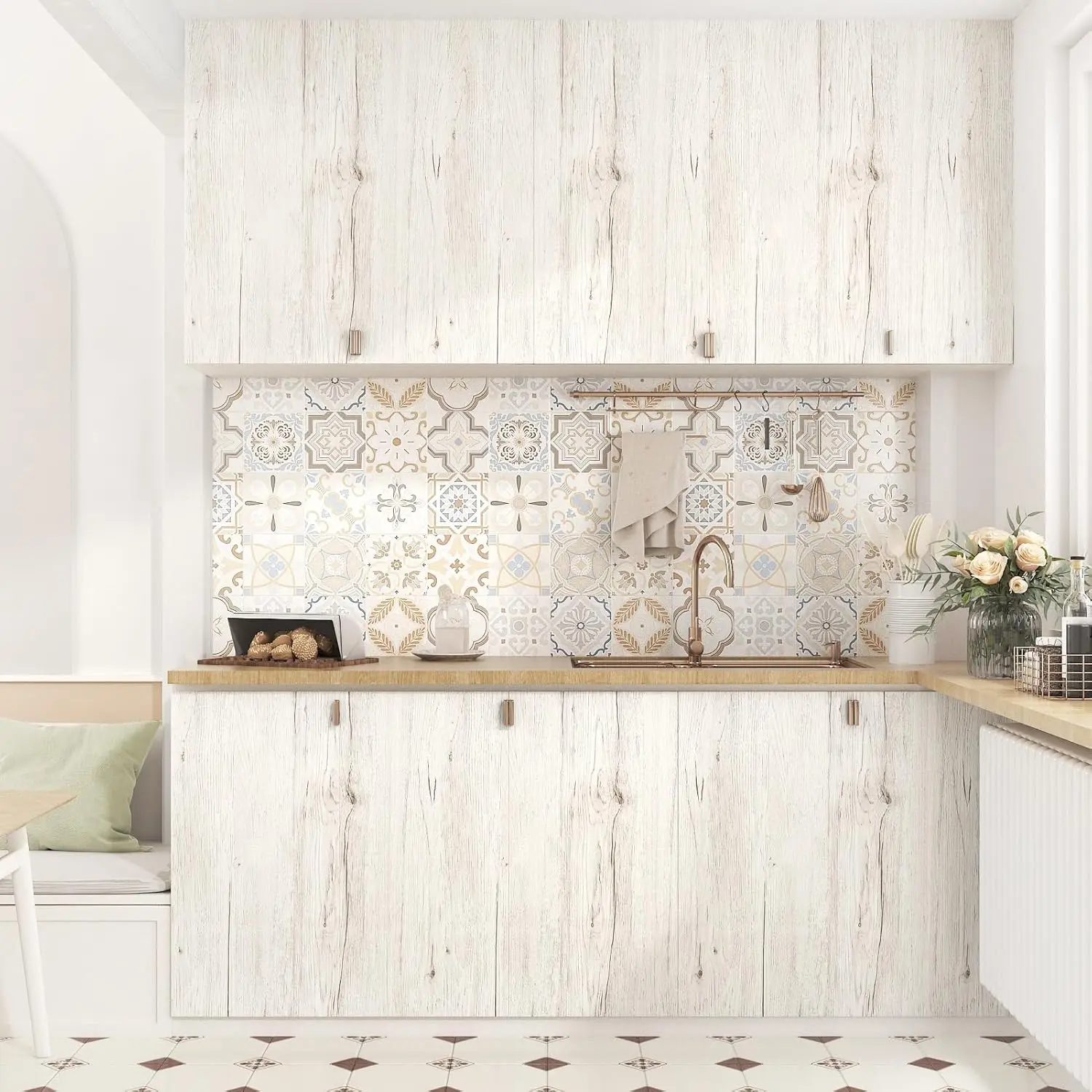 Waterproof Wood Decor Paper Self Adhesive Vinyl Wall Sticker PVC Wallpaper for Kitchen Countertop Cabinet Door Furniture Decor