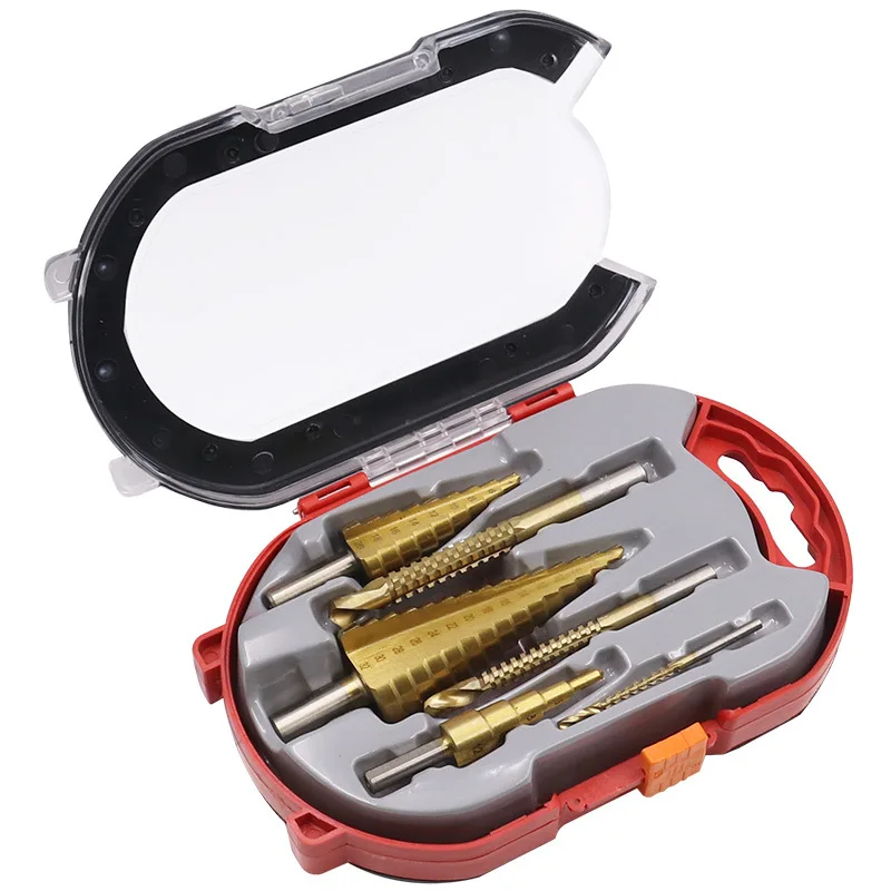 6Pcs Step Drill Bit Saw Drill Bit Set Titanium Milling Cutter 4-12 4-20 4-32mm 3 6 8mm For Woodworking Metal Core Hole Opener