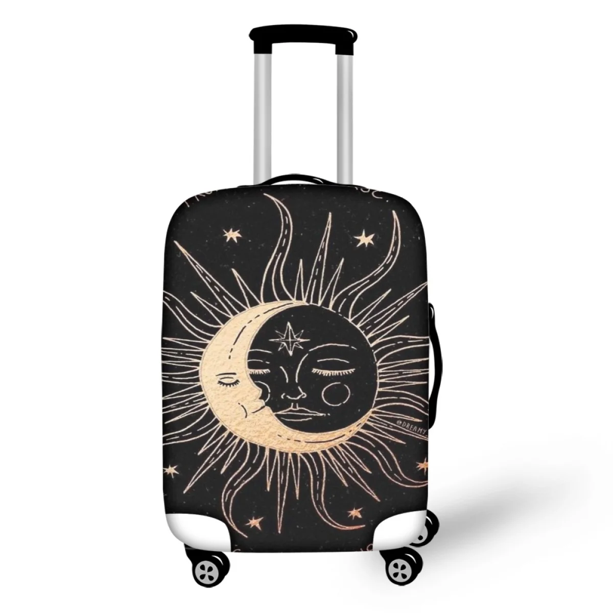 Sun with Moon Pattern Luggage Cover Accessory Elastic Removeable Baggage Covers for 18-32 Inch Suitcase Anti-dust Case Cover