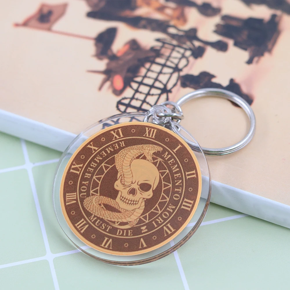 Stoic Memento Mori Memento Vivere Keychain Remember To Live Reminder Coin Acrylic Pendant Cherish The Current Theme Key Ring