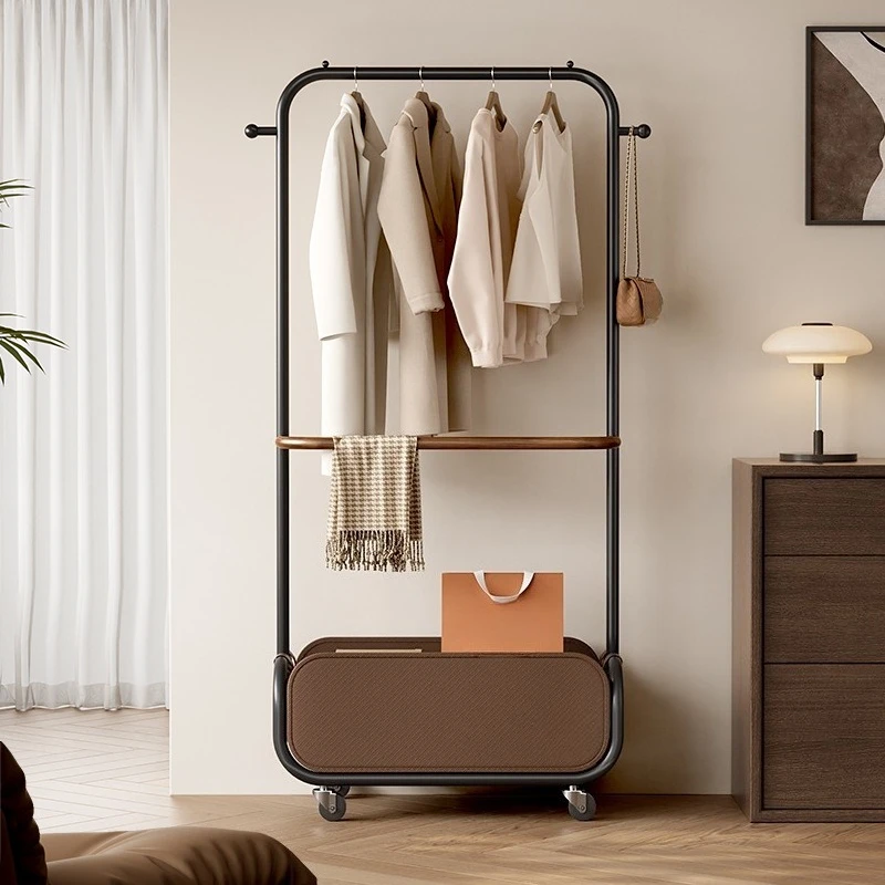 

Bedroom floor hanger master bedroom coat rack mobile solid wood indoor entrance room secondary net clothes rack