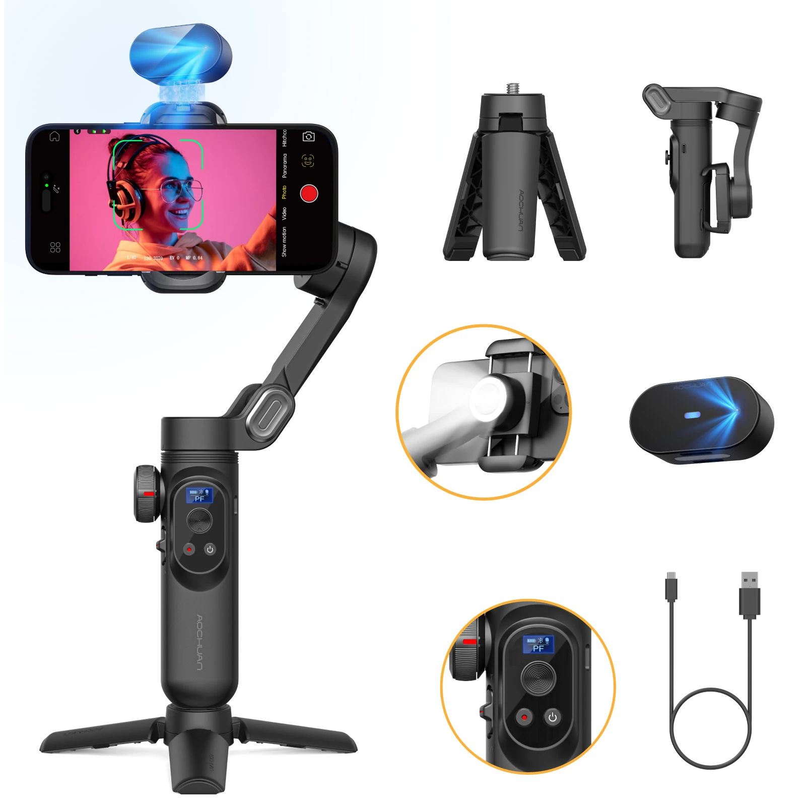 AOCHUAN Smart XPro Ai Smartphone 3 Axis Gimbal Stabilizer For iphone and Android phone video shooting Stabilizer face tracking