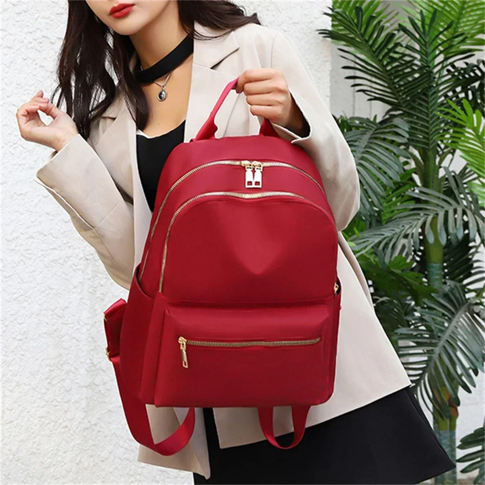 Fashionable and Casual Solid Color Oxford Waterproof and Wear-resistant Large Capacity WOMEN'S Backpack for Commuting and Travel