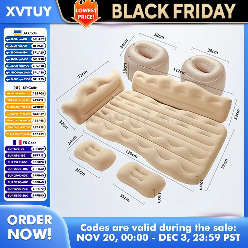 

Многофункциональная портативная автомобильная воздушная надувная дорожная кровать, матрас для кемпинга, диван, подушка, уличный спальный коврик для авто заднего сиденья