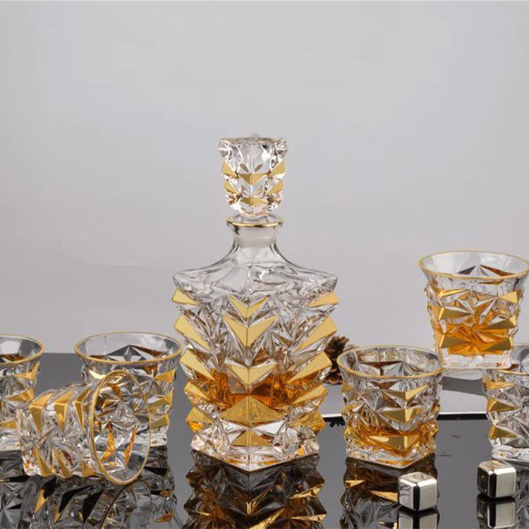 

Whisky 5-Piece 850ml Set Home Unique Design Cocktail Luxury Drinking Cup Glass Cocktail Decanter Set