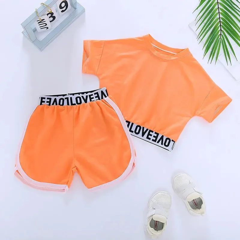 Short sleeved suit for children Summer sportswear for girls New Shorts Casual 2024 kids clothes girls boutique outfits cute 2024