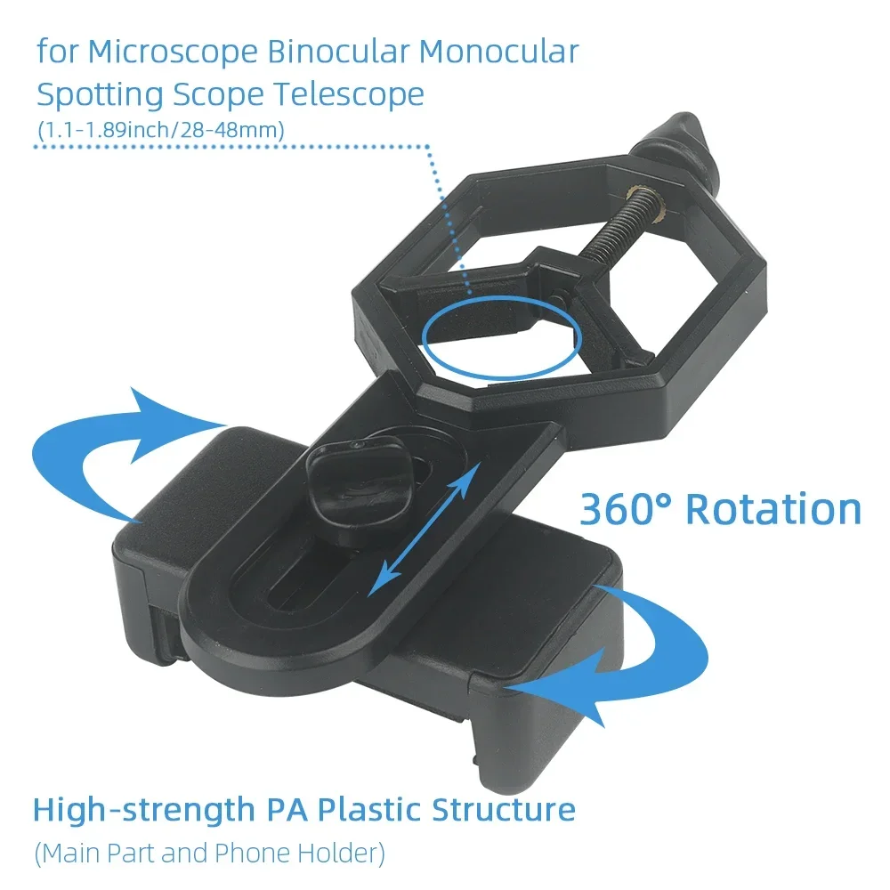 Cell Phone Adapter Plastic for Monocular Microscope Telescope Binoculars Spotting Scope Mobile Phone Clip Bracket image 3