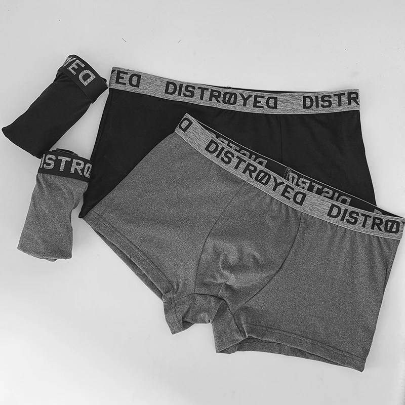 4Pcs Men's Personalized Elastic Boxer Shorts, Comfortable, Breathable, Sexy Underwear, Men's Close Fitting Boxer Shorts