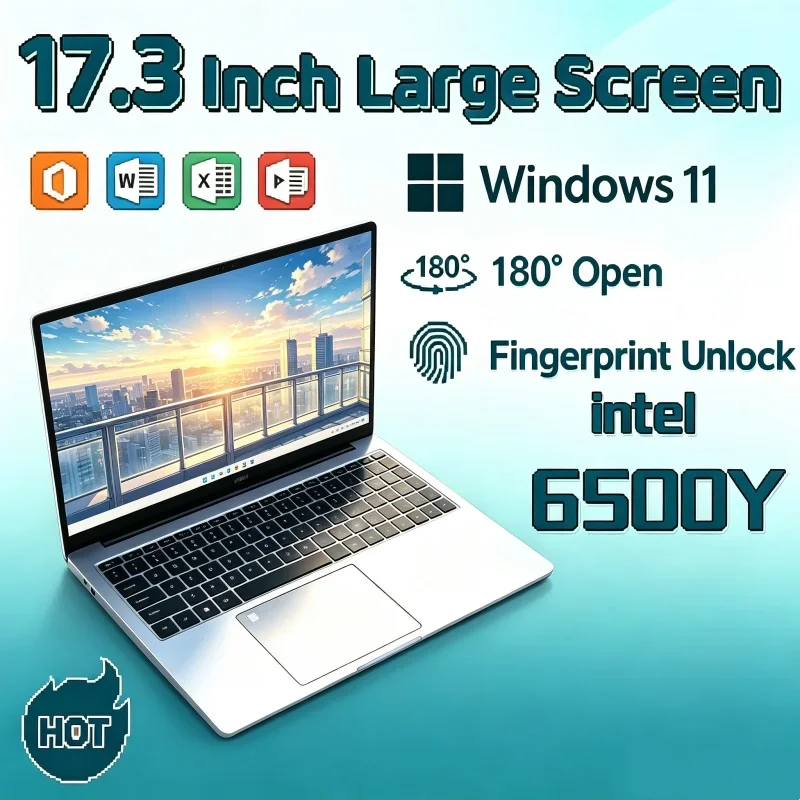 New 17.3" Laptop Intel Core 6500Y 32GB RAM 2TB SSD Fingerprint Recognition Keen Notebook PC