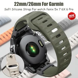 26 22mm Silicone Strap For Garmin Quick Release Fenix 5 5X 6 6X Pro 7 7X Forerunner 945 935 Quick fit Smartwatch Band Bracelet