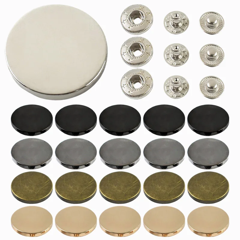 

Meetee 20Sets Metal Snap Button Fastener 10/12/15/17/20/25mm for Bag Coat Clothes Sewing Press Stud DIY Accessories