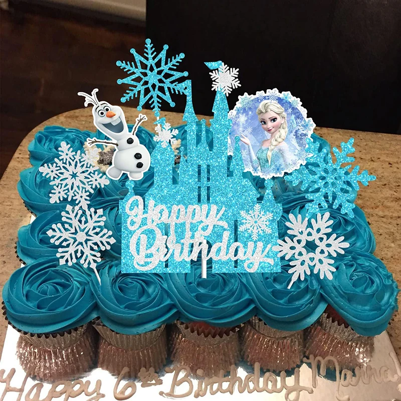 8pcs Disney Frozen Elsa Party Cake Topper for Kids Favor Cake toppers Cartoon Frozen Cupcake Topper Happy Birthday Decor Suppliy