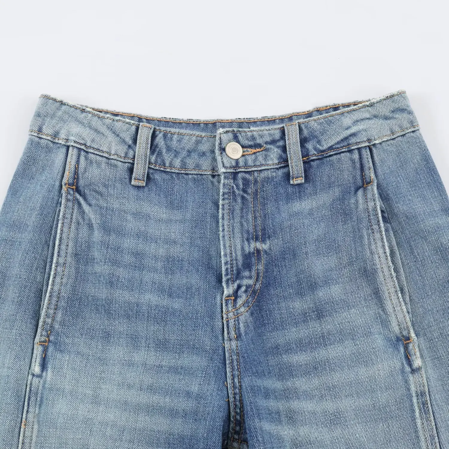 Early Autumn New Women's Fashionable Versatile Mid-Waist Workwear Denim Pants ZR Style Wide Leg Casual Trousers Polyester Fiber