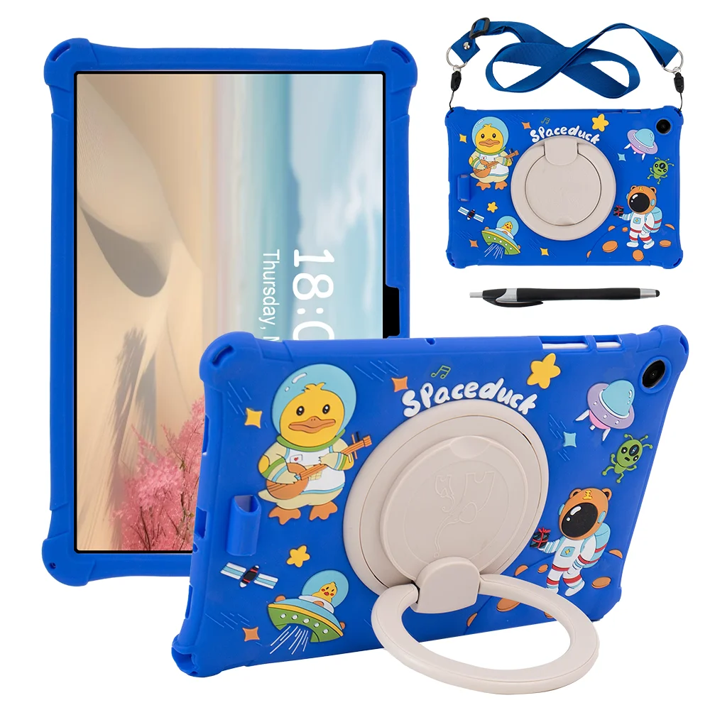 Kids Case For Samsung Tab A11 A9 Plus 11" SM-X230 X236 X210 X215 X216B Rotating Cover Soft Silicone Handle Grip Shoulder Strap