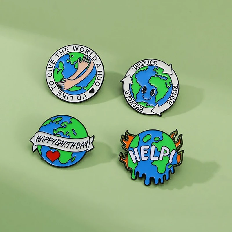 Environmental Earth Brooch Metal Badge Creative Fashion Business Commute Gift Pin DIY Clothing Bags Hat T-shirt Jeans Accessory