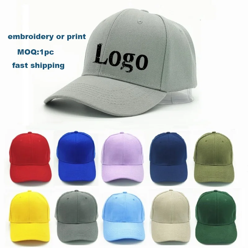 Custom Logo Acrylic Baseball Cap Solid Color Embroidery Visor Sun Hats Ootdoor Sport DIY Print Gorras